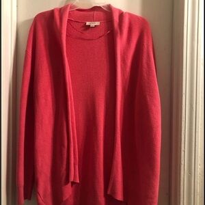 LOFT Bright Pink Open-Front Cardigan